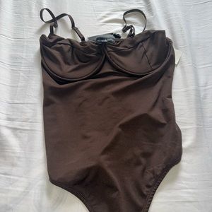 brown bodysuit